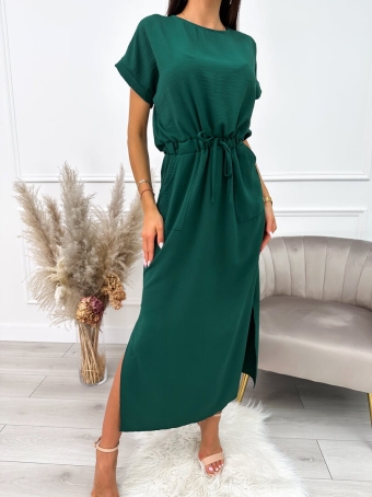Ciemnozielona Sukienka z Kieszonkami 10330-227-B