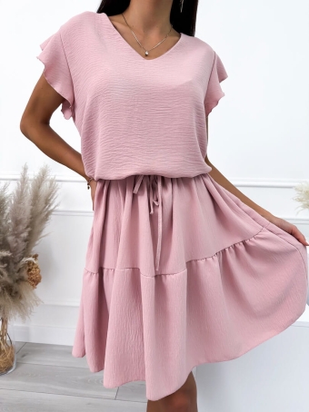 Ciemnopudrowa Sukienka z Paseczkiem 10319-118-H