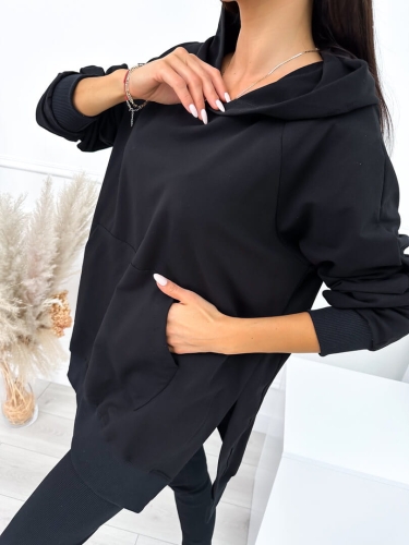 Czarny Komplet Bluza Oversize  + Legginsy 10450-203-C