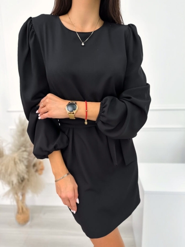 Czarna Sukienka z Paskiem 10717-94-C