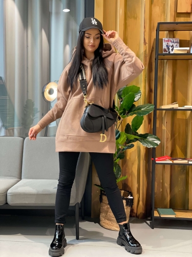 Brązowa Bluza Oversize 11664-22-A