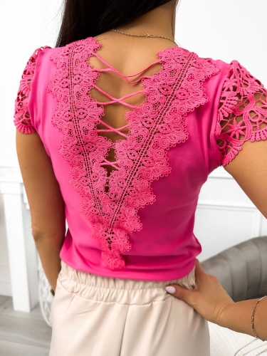 Różowa Bluzeczka z Ozdobnym Tyłem 11687-131-F