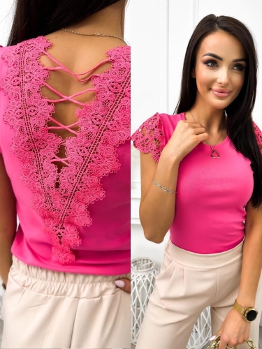 Różowa Bluzeczka z Ozdobnym Tyłem 11687-131-F