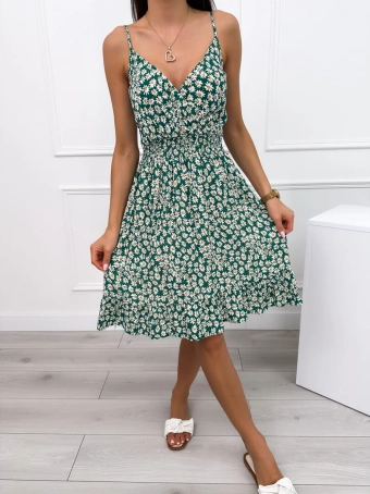 Zielona Sukienka w Drobne Kwiatki 12505-526-F