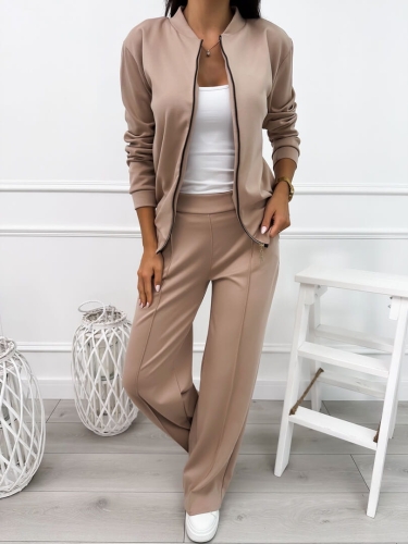 Beżowy Komplet Bluza + Spodnie 12670-184-A