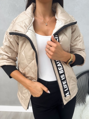 Jasnobeżowa Pikowana Kurtka 12044-177-G