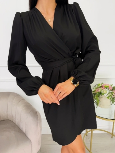 Czarna Sukienka z Paskiem 13518-189-C