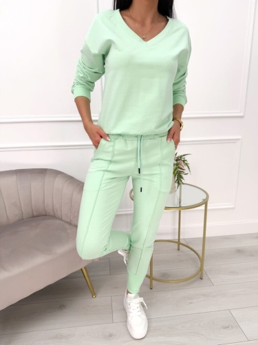 Seledynowy Komplet Bluza + Spodnie 10557-115-M