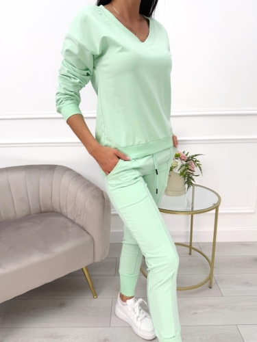 Seledynowy Komplet Bluza + Spodnie 10557-115-M