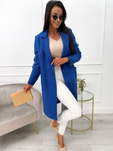 Kobaltowy Płaszcz z Kieszeniami 10793-280-K