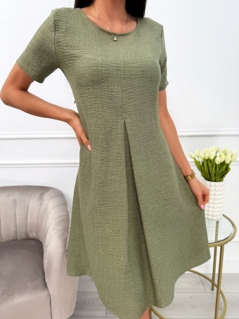 Khaki Sukienka z Kieszeniami 13707-103-E