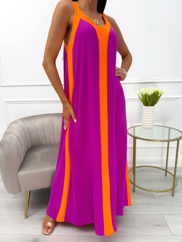 Pomarańczowo-Fioletowa Sukienka Maxi 13953-261-A