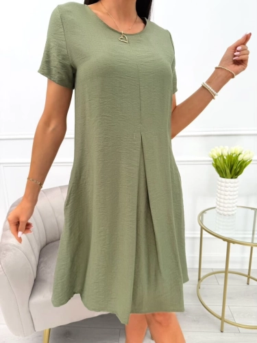 Khaki Sukienka z Kieszeniami 13969-336-F