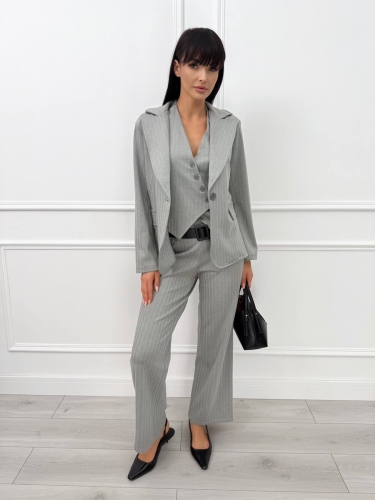 Szara Marynarka w Jodełkę 14311-425-C