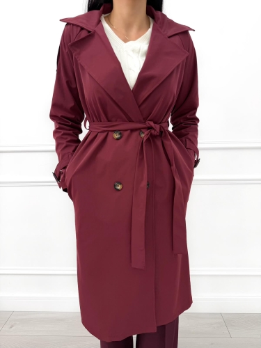 Bordowy Klasyczny Trencz 14383-355-A