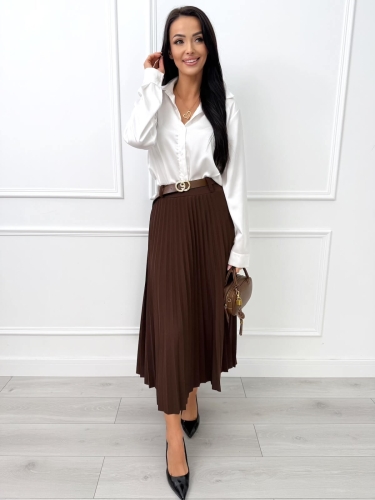 Brązowa Plisowana Spódnica Midi 14535-14-D