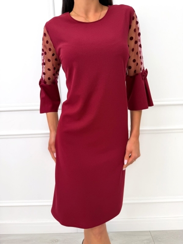 Bordowa Elegancka Sukienka  14423-287-A