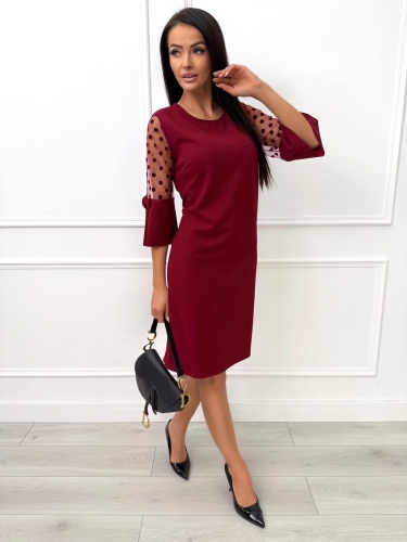 Bordowa Elegancka Sukienka  14423-287-A