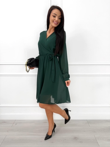 Zielona Szyfonowa Sukienka z Kopertowym Dekoltem 14498-17-D