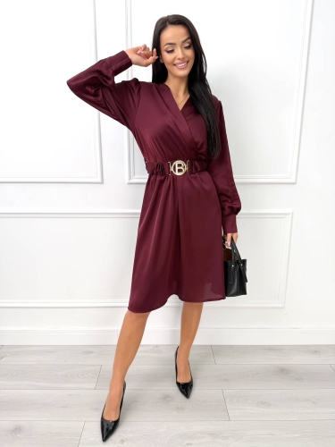Bordowa Kopertowa Sukienka  14529-257-D