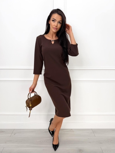 Czekoladowa Klasyczna Sukienka 11437-267-T