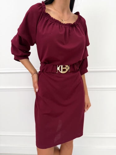 Bordowa Sukienka Hiszpanka  14557-103-A