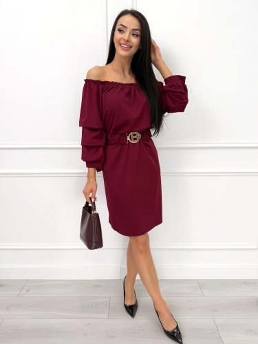 Bordowa Sukienka Hiszpanka  14557-103-A