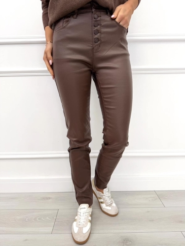 Czekoladowe Woskowane Spodnie  14543-18-B