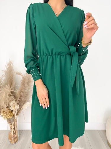 Zielona Sukienka z Wiązaniem 9201-216-C