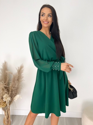 Zielona Sukienka z Wiązaniem 9201-216-C