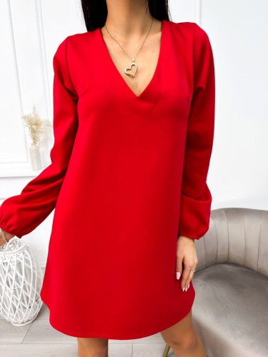 Czerwona Sukienka/Tunika z Ozdobnym Tyłem 9295-184-C