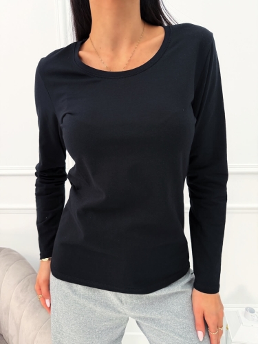 Czarna Bluzka z Długimi Rękawami   14600-348-D