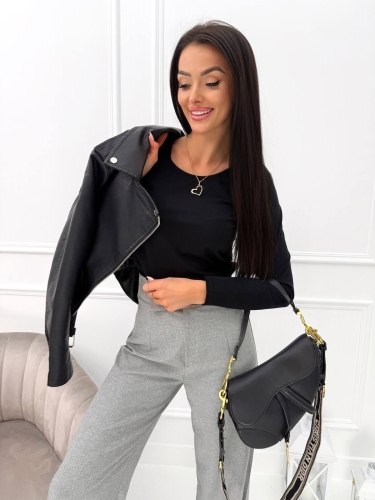 Czarna Bluzka z Długimi Rękawami   14600-348-D