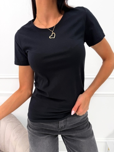 Czarny Klasyczny T-shirt 14603-45-D