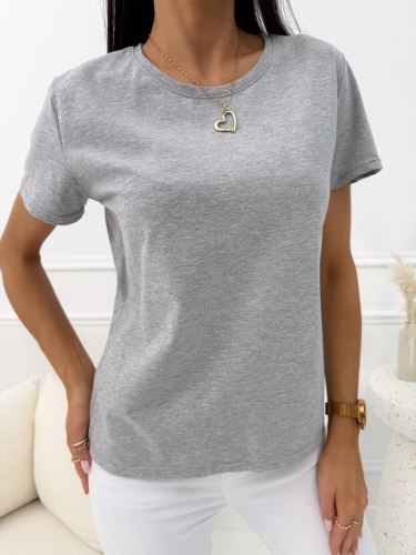 Szary Gładki T-shirt  14612-341-I