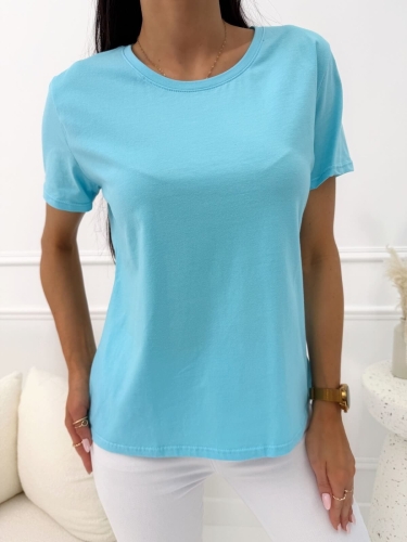 Błękitny Gładki T-shirt  14612-341-B