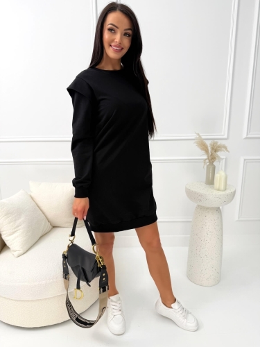 Czarna Dresowa Sukienka z Kieszeniami 14627-242-B
