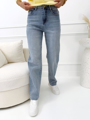 Jeansowe Spodnie z Prostymi Nogawkami  14644-160-Q