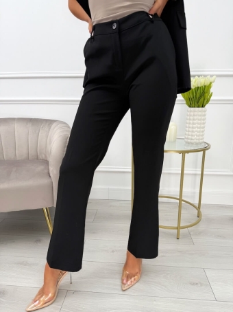 Czarne Eleganckie Spodnie w Kant  14667-424-B