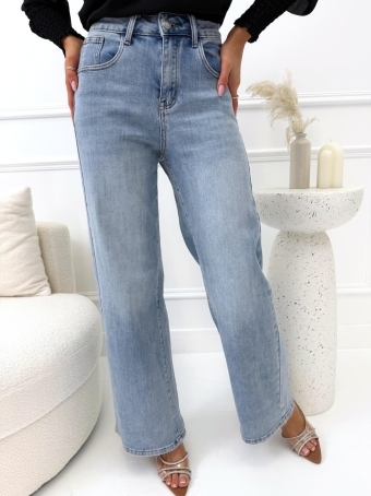 Niebieskie Jeansowe Spodnie z Szerokimi Nogawkami 14679-65-B