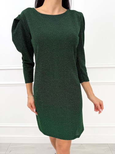 Zielona Prosta Połyskująca Sukienka  14489-142-D