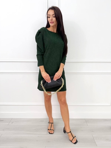 Zielona Prosta Połyskująca Sukienka  14489-142-D