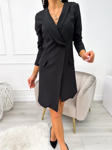 Czarna Marynarkowa Sukienka 11195-351-A