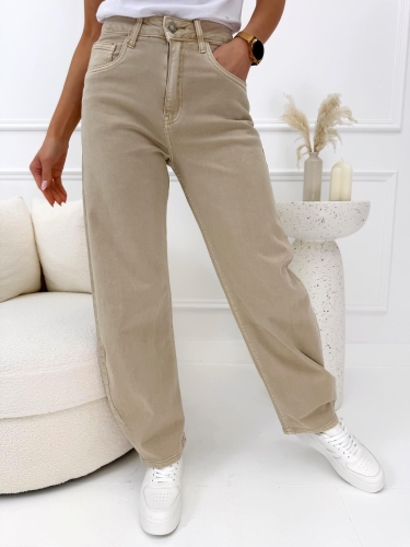 Beżowe Barrel Jeans 14726-155-A