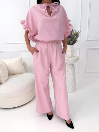 Pudrowy Elegancki Dwuczęściowy Komplet 14740-196-F