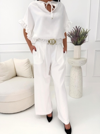 Kremowy Elegancki Dwuczęściowy Komplet 14740-196-E