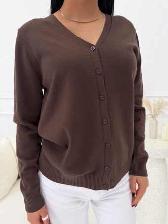 Czekoladowy Rozpinany Sweterek 13440-64-K