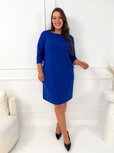 Kobaltowa Sukienka z Kieszeniami 11372-219-D
