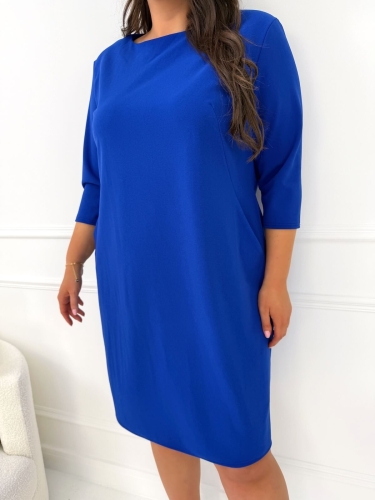 Kobaltowa Sukienka z Kieszeniami 11372-219-D