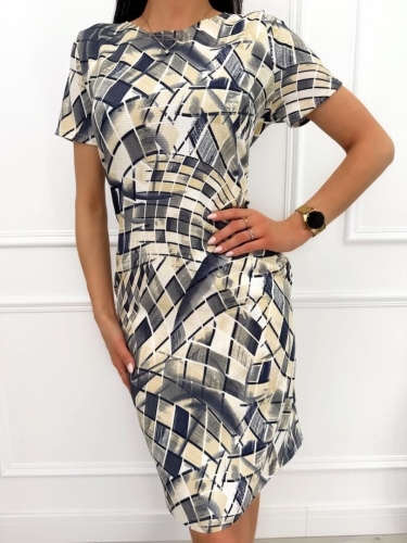 Wzorzysta Sukienka z Kieszeniami 13500-61-Q